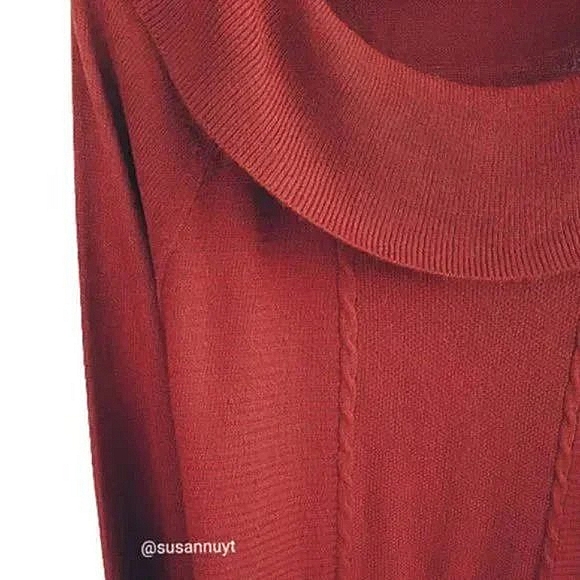 SAG HARBOR Rust-Orange Cable Acrylic Wide Collar Normcore Sweater ♥️ - Picture 2 of 4